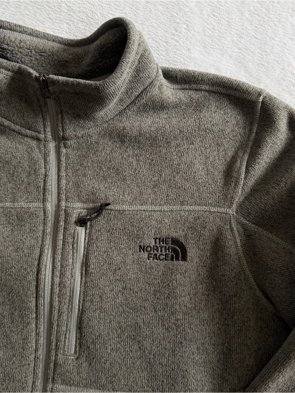 The North Face Mens Gordon Lyons Full Zip Hoodie Grey Heather Fleece Jacket XL